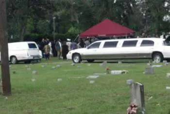 Red setup at Riley Flanders' Burial Service